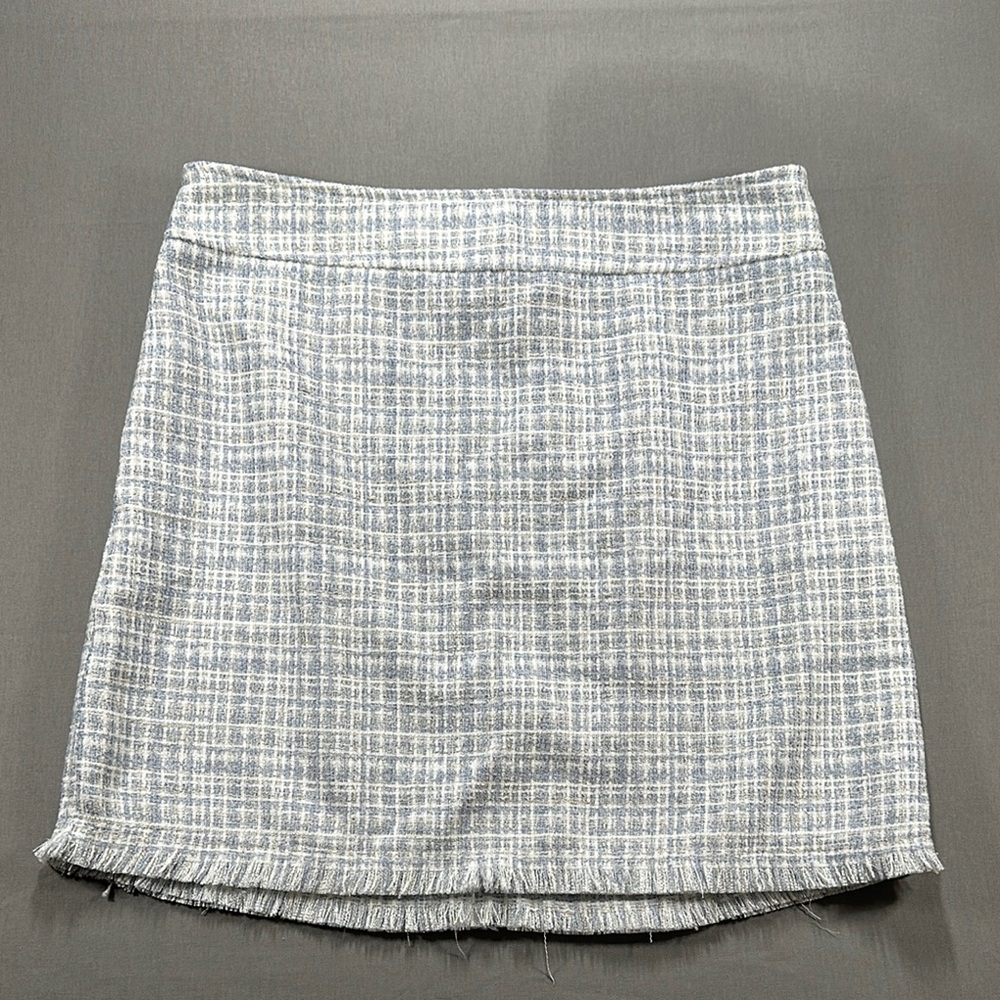 Maison d'Amelie Wool Blend Tweed Frayed Hem Mini Skirt - Womens Size 2